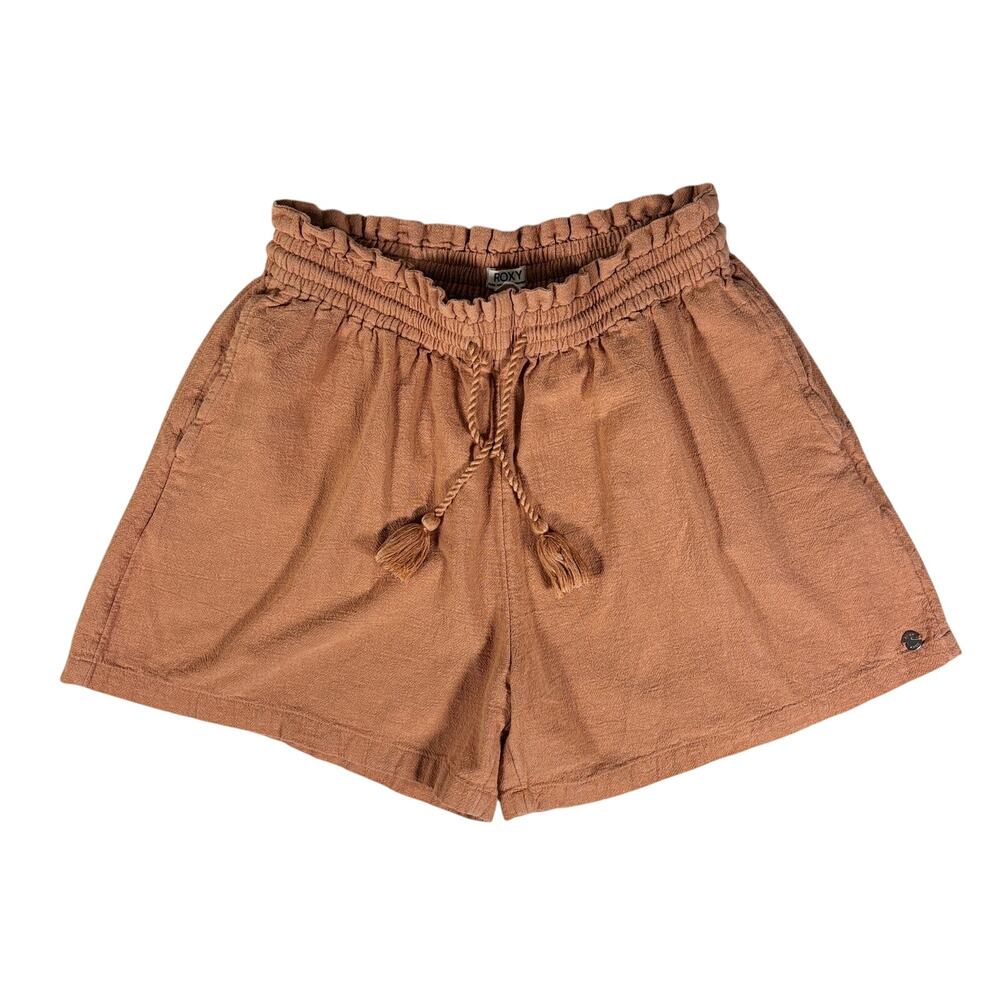 Roxy Paperbag Shorts Womens Medium Brown Sweet Souvenir High Waist Boho Summer